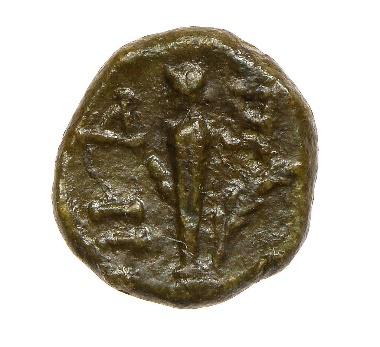 Ancient coin with figures